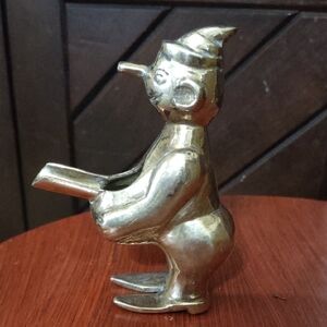 Vintage Brass Pan Holder Figurine Home Accent